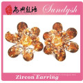 Sundysh Handmade Big Bold Clip de flor en moda Zircon Pendientes